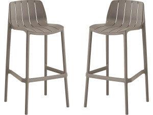 Conjunto de 2 cadeiras altas de jardim empilháveis "Vaena" - Taupe