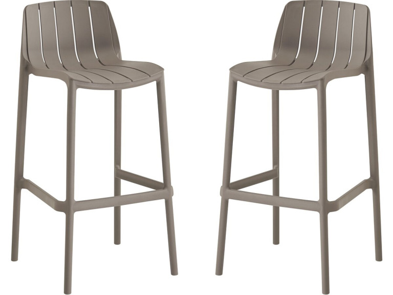 Conjunto de 2 cadeiras altas de jardim empilháveis "Vaena" - Taupe