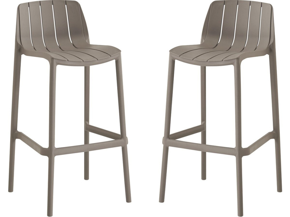 Conjunto de 2 cadeiras altas de jardim empilháveis "Vaena" - Taupe