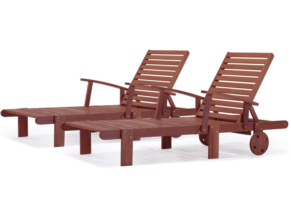 Espreguiçadeira dobrável de madeira "Tokyo" -  Mahogany - Marrom acajú - Lote de 2
