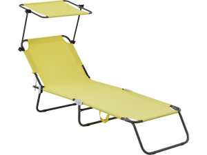 Espreguiçadeira dobrável "Lazy" - Com guarda-sol - Amarelo