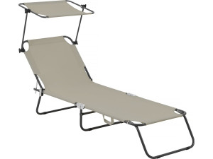 Espreguiçadeira dobrável "Lazy" - Com guarda-sol - Taupe