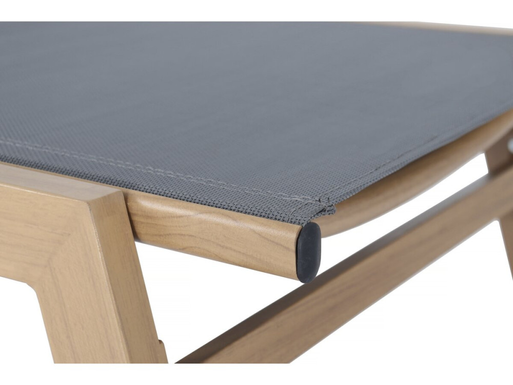Espreguiçadeira "Elysia" em alumínio com efeito madeira - Cinzento