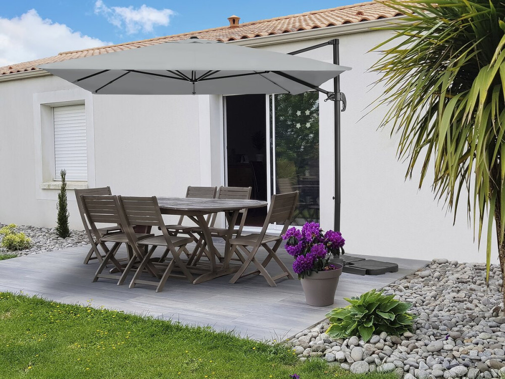 Guarda-sol de jardim cantilever "Sky 4" em alumínio - 3 x 4 m - Cinza