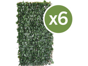 Conjunto de 6 cercas de treliça de salgueiro "Fragon" - 200 x 100 cm - Verde