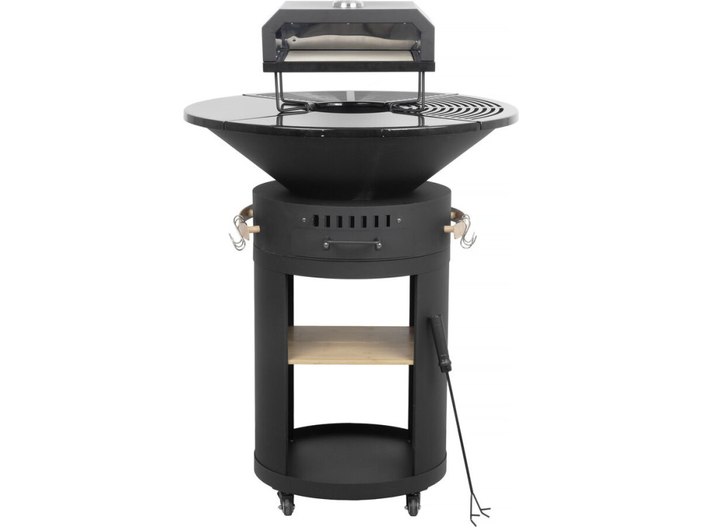 Churrasqueira plancha com forno de pizza "César premium" - Ø 81 cm - Preto