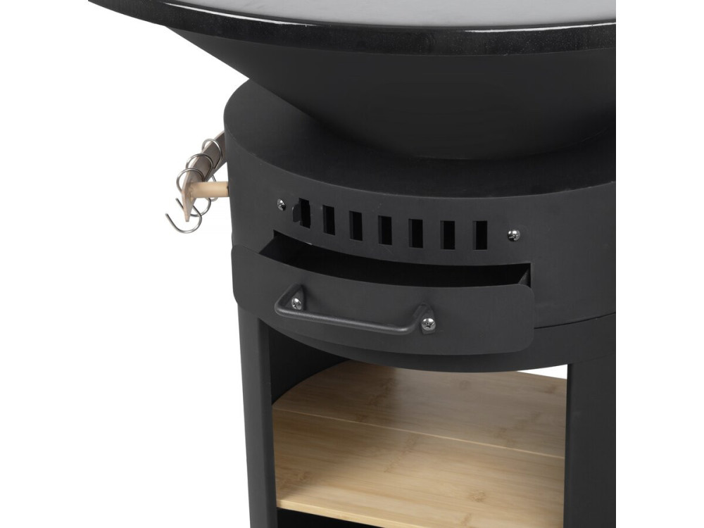 Churrasqueira plancha com forno de pizza "César premium" - Ø 81 cm - Preto