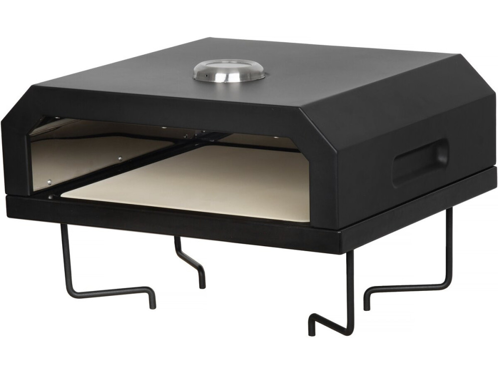 Churrasqueira plancha com forno de pizza "César premium" - Ø 81 cm - Preto