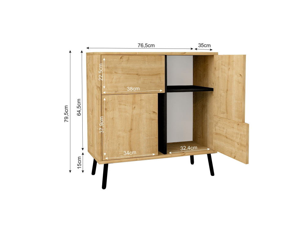 Aparador "Darien" em madeira - 76 x 35 x 79 cm - Bege