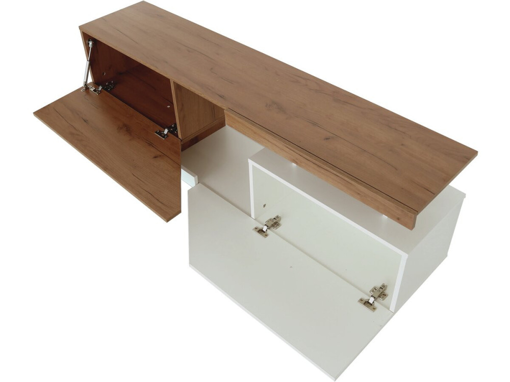 Móvel TV "Ceelias" - 160 x 35 x 46 cm - Branco/Castanho Escuro