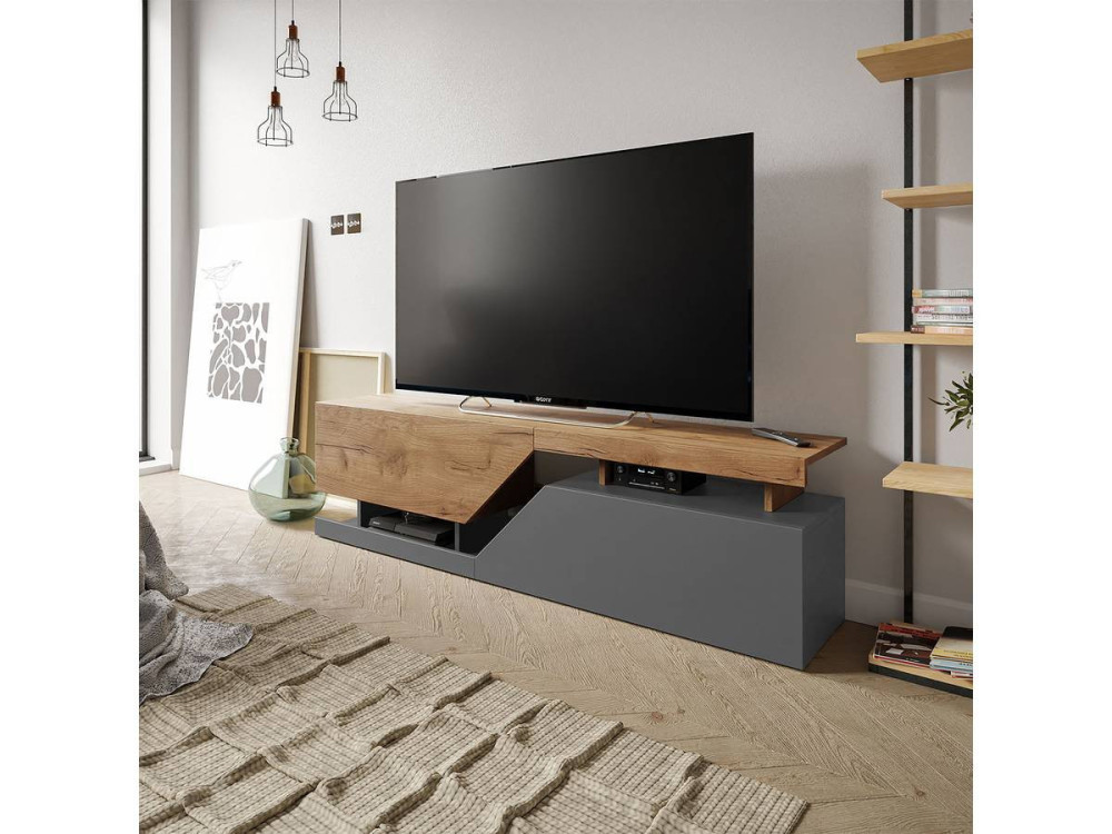 Suporte para TV "Ceelias" - 160 x 46 x 35 cm - Cinza/Castanho