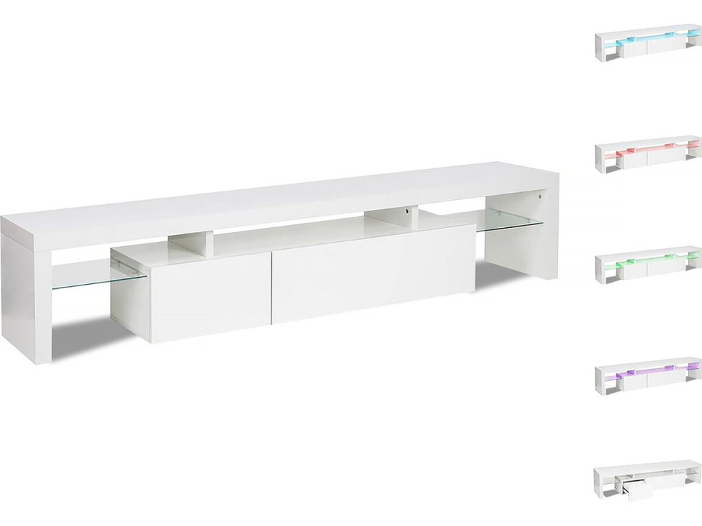 Móvel TV LED lacado "Tina" - 187,5 x 34 x 38 cm - Branco