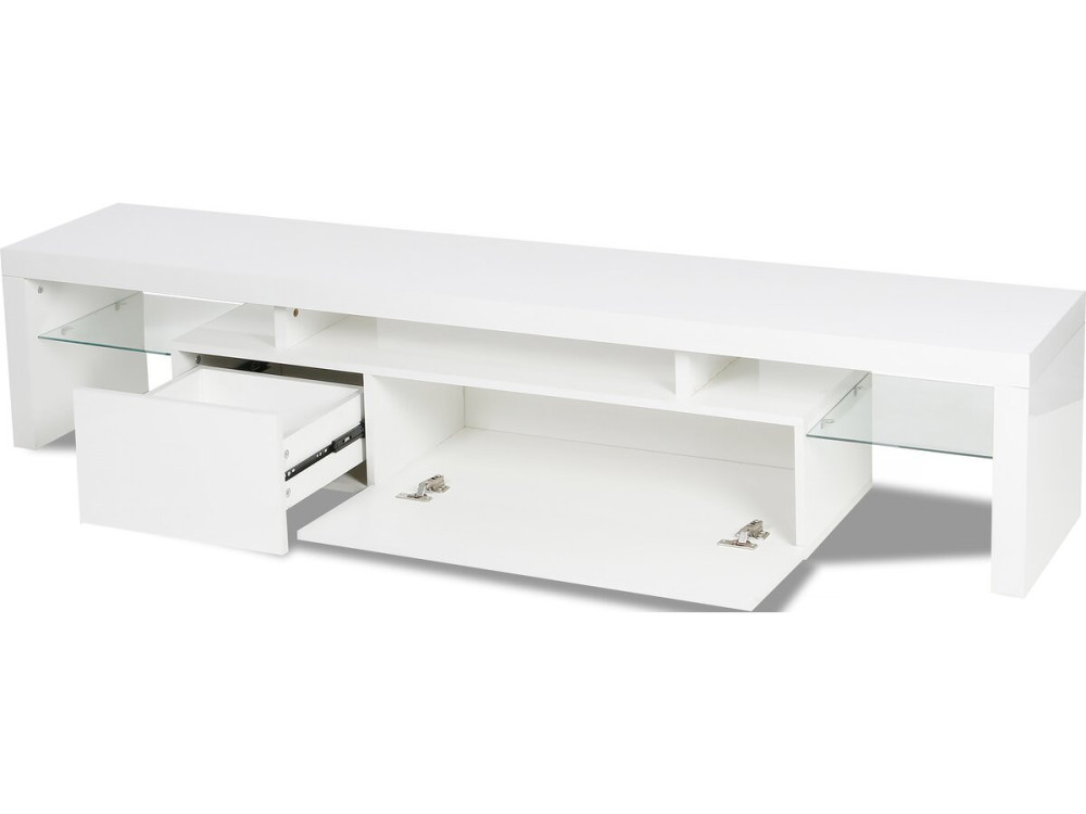 Móvel TV LED lacado "Tina" - 187,5 x 34 x 38 cm - Branco