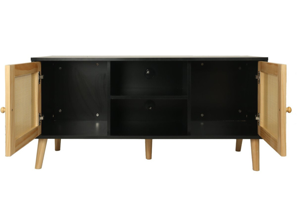 Móvel TV de cana escandinava "Iguana" - 120 x 30 x 56,5 cm - Preto