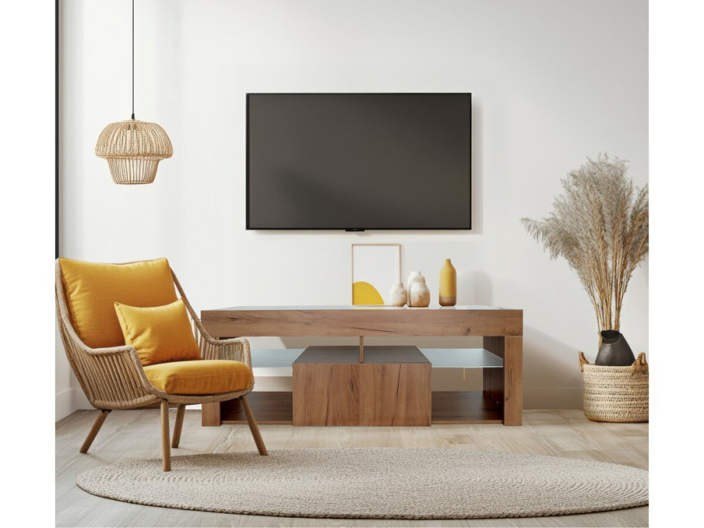 Móvel TV design em madeira "Hugo" - 140 x 40 x 50 cm - Castanho