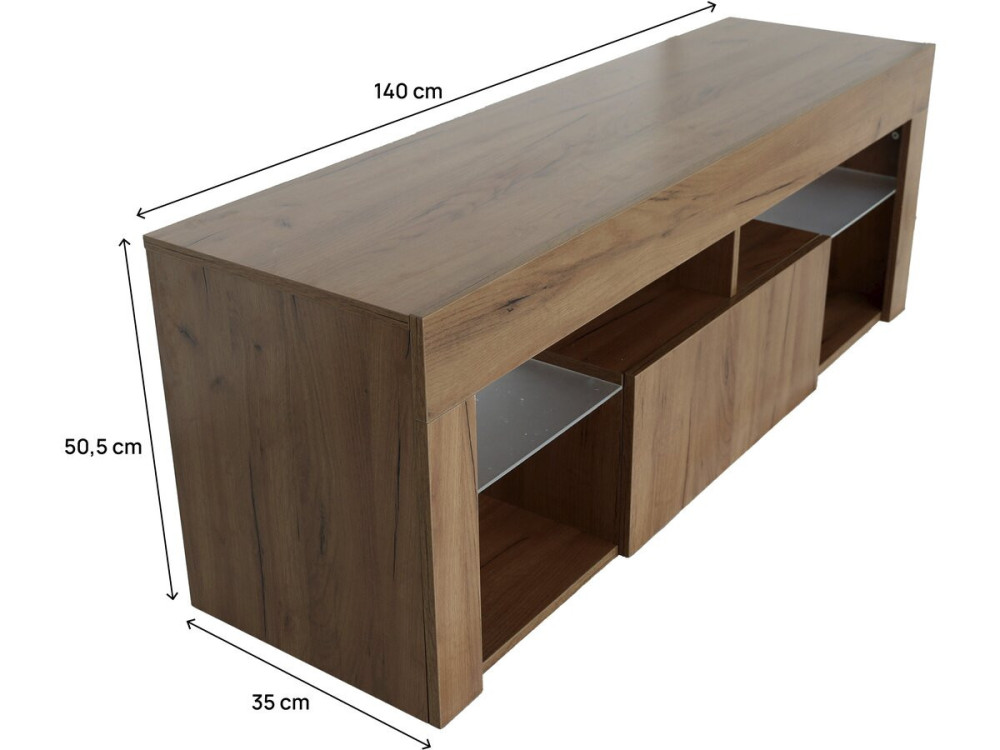 Móvel TV design em madeira "Hugo" - 140 x 40 x 50 cm - Castanho