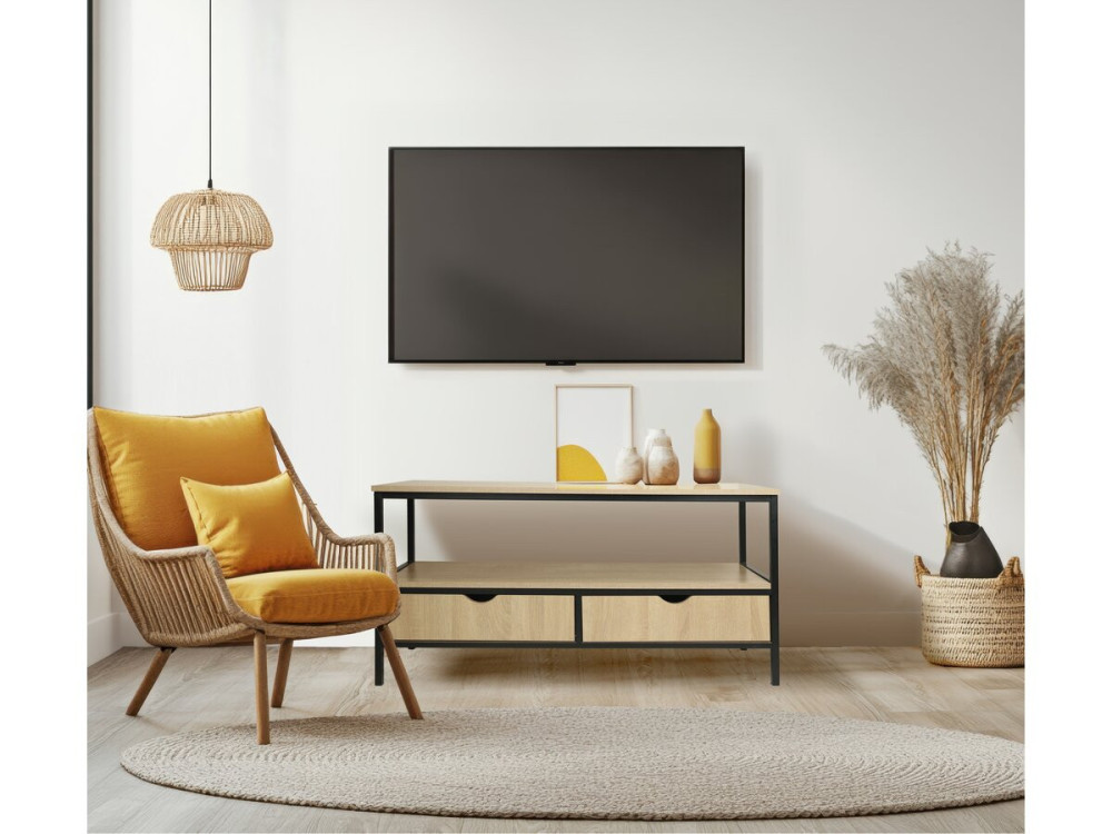 Móvel de TV estilo industrial com gaveta "Detroit" - 113 x 40 x 55 cm - Bege