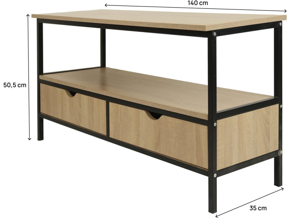 Móvel de TV estilo industrial com gaveta "Detroit" - 113 x 40 x 55 cm - Bege