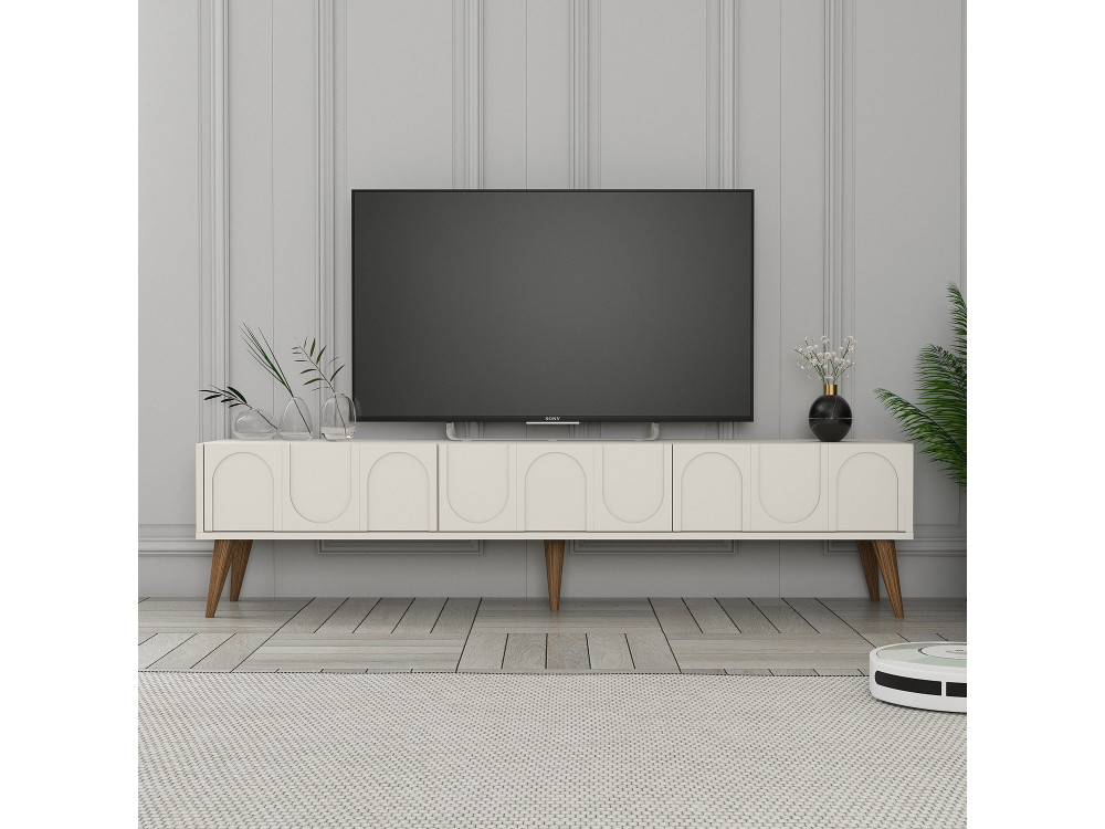 Mesa de TV de madeira "Lyon" - 180 x 35 x 44 cm - CrèmeNoix