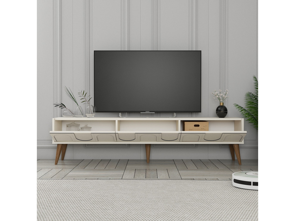 Mesa de TV de madeira "Lyon" - 180 x 35 x 44 cm - CrèmeNoix