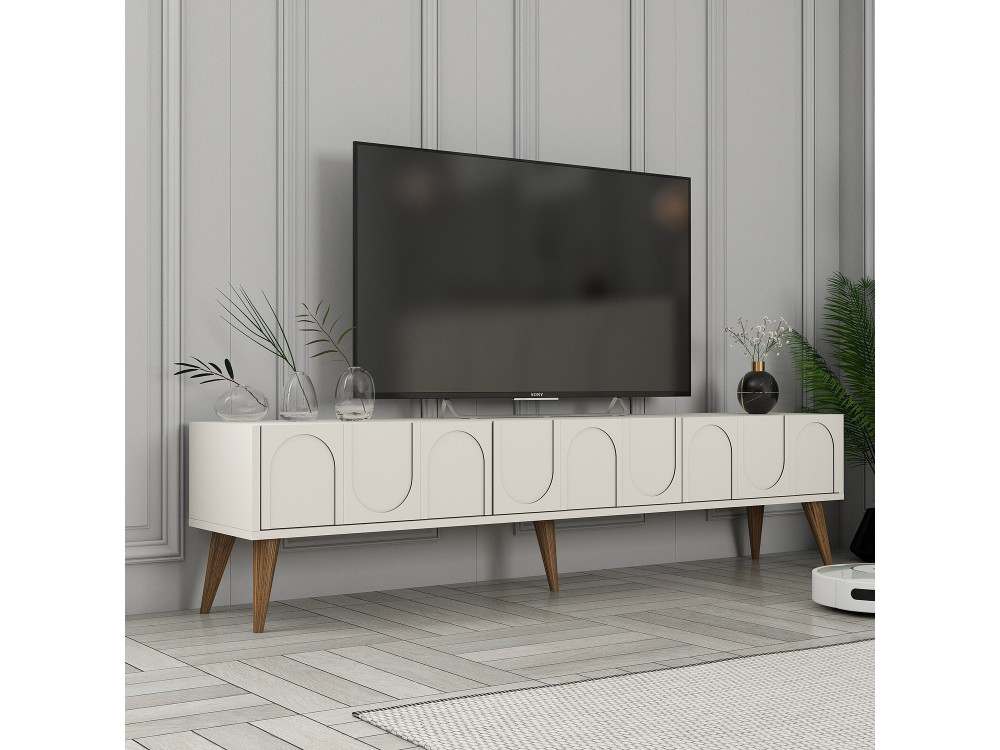 Mesa de TV de madeira "Lyon" - 180 x 35 x 44 cm - CrèmeNoix