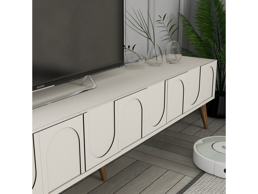 Mesa de TV de madeira "Lyon" - 180 x 35 x 44 cm - CrèmeNoix