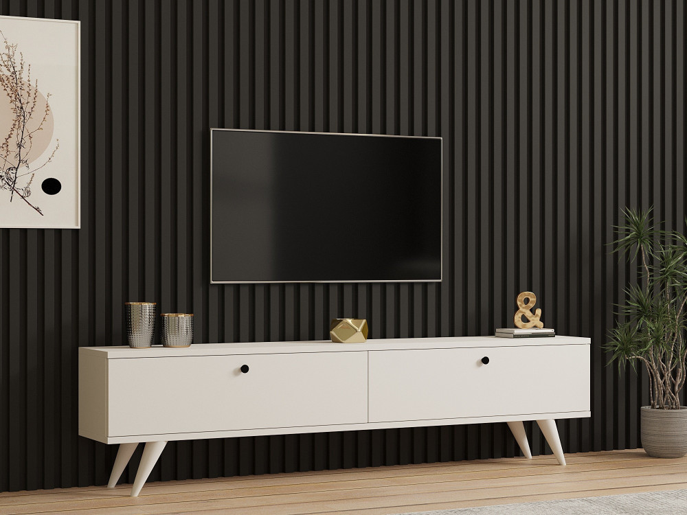 Suporte de TV em madeira "Paris" - 160 x 25 x 40 cm - Branco