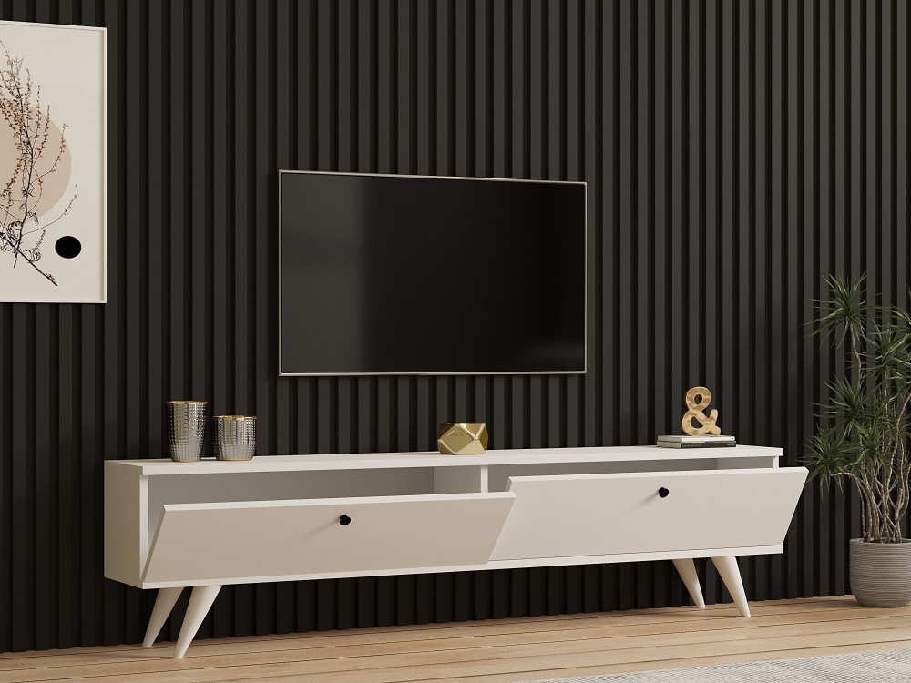 Suporte de TV em madeira "Paris" - 160 x 25 x 40 cm - Branco