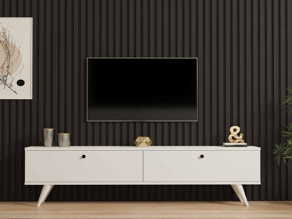 Suporte de TV em madeira "Paris" - 160 x 25 x 40 cm - Branco