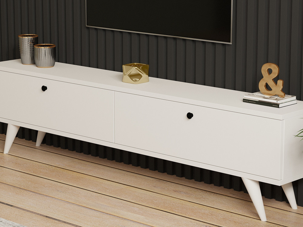 Suporte de TV em madeira "Paris" - 160 x 25 x 40 cm - Branco