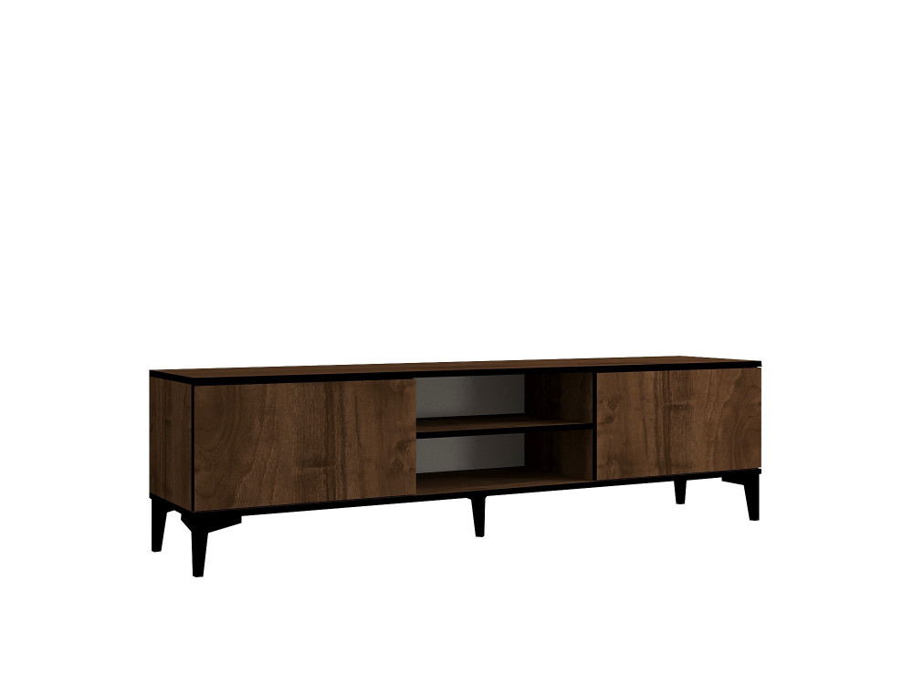 Mesa de TV em madeira "Erem" - 180 x 40 x 45 cm - NogueiraPreto