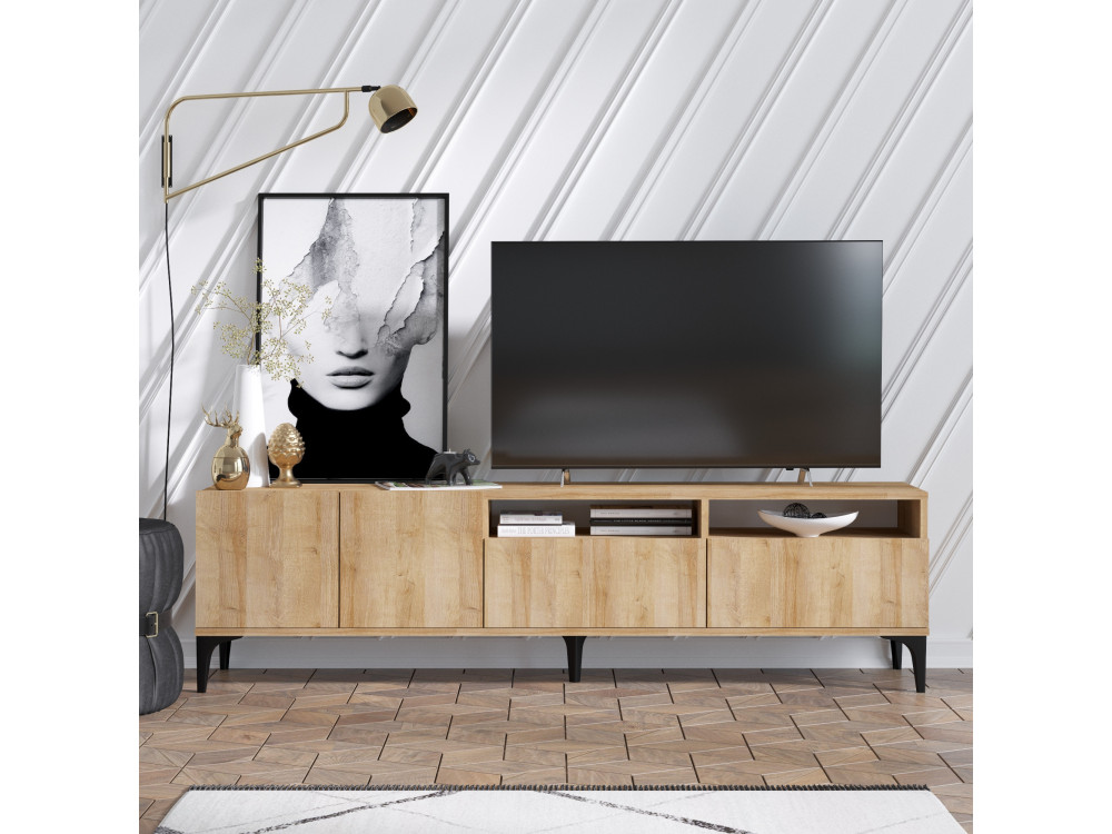 Suporte de TV em madeira "Ross" - 180 x 35 x 52 cm - Carvalho