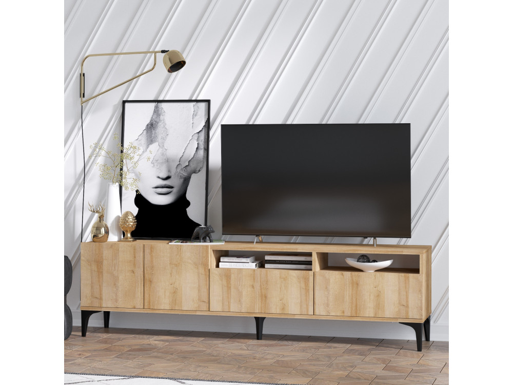 Suporte de TV em madeira "Ross" - 180 x 35 x 52 cm - Carvalho