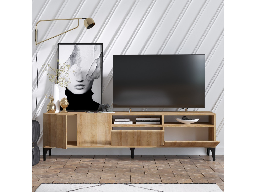 Suporte de TV em madeira "Ross" - 180 x 35 x 52 cm - Carvalho