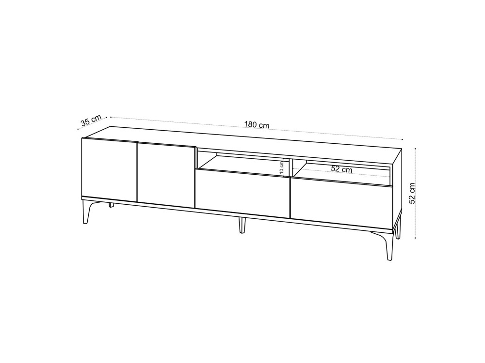 Suporte de TV em madeira "Ross" - 180 x 35 x 52 cm - Carvalho