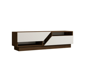 Suporte de TV em madeira "Koza" - 160 x 40 x 45 cm - NogueiraBranco