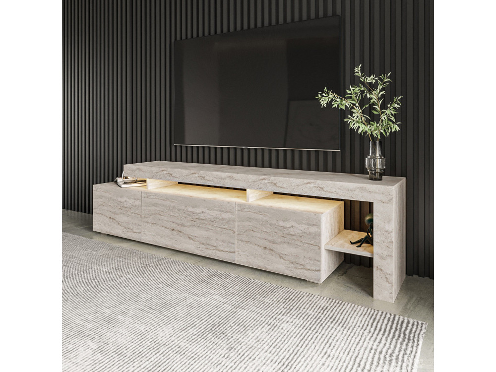 Suporte de TV em madeira "Beliz" - 192 x 37 x 53 cm - Travertino
