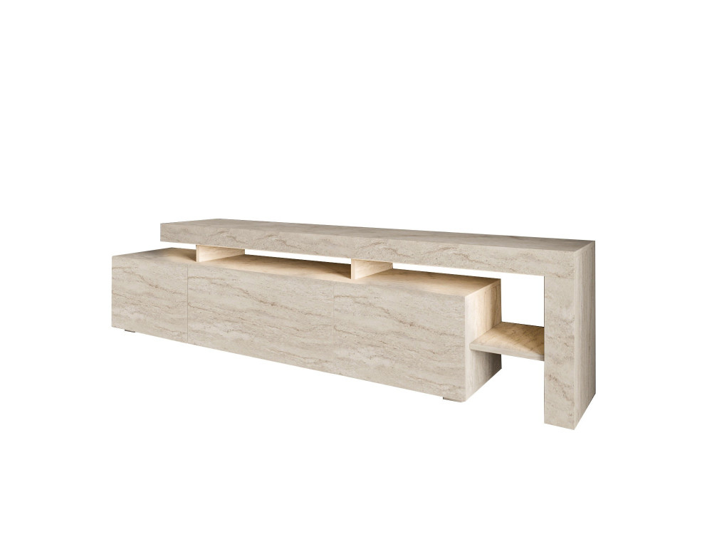 Suporte de TV em madeira "Beliz" - 192 x 37 x 53 cm - Travertino