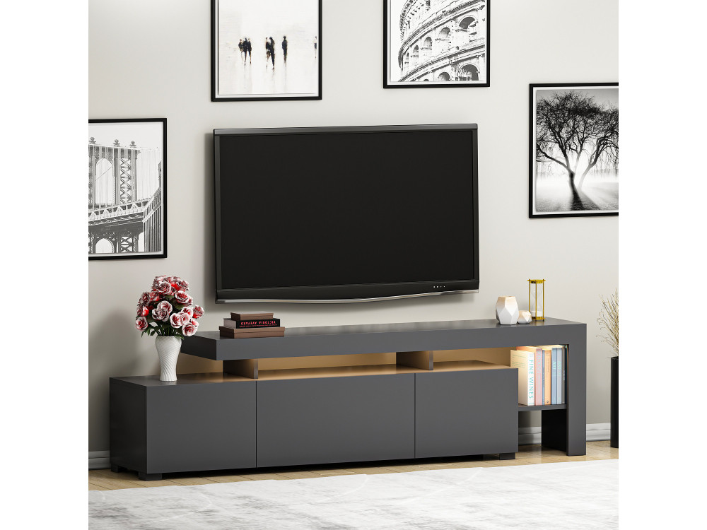 Suporte de TV em madeira "Beliz" - 192 x 37 x 53 cm - Antracite