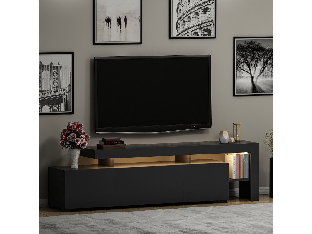 Suporte de TV em madeira "Beliz" - 192 x 37 x 53 cm - Antracite