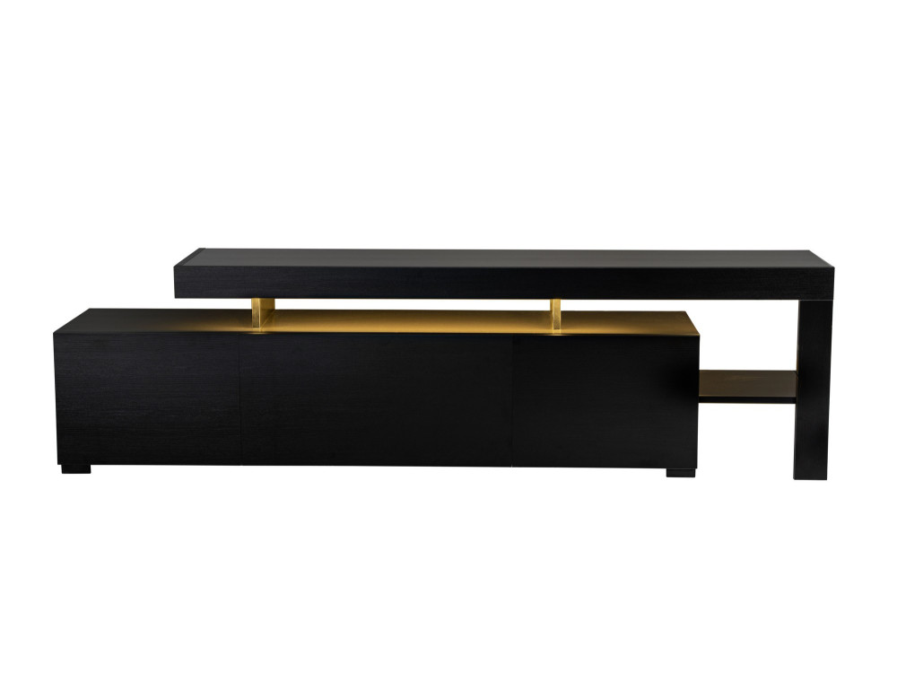 Suporte de TV em madeira "Beliz" 192 x 37 x 53 cm - Madeira preta