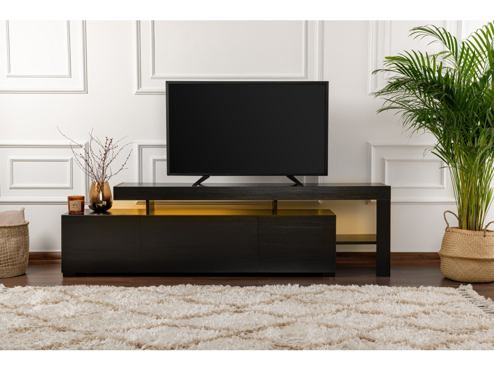 Suporte de TV em madeira "Beliz" 192 x 37 x 53 cm - Madeira preta