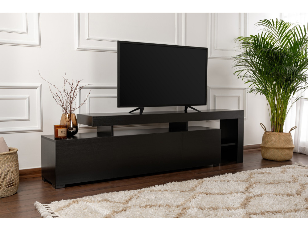 Suporte de TV em madeira "Beliz" 192 x 37 x 53 cm - Madeira preta