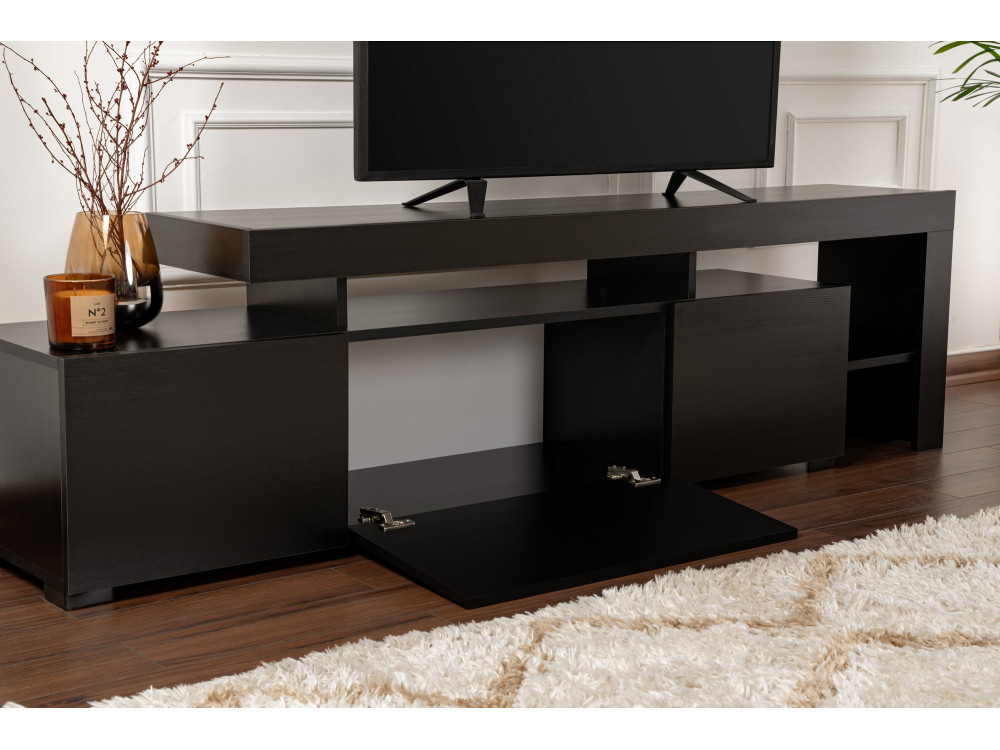 Suporte de TV em madeira "Beliz" 192 x 37 x 53 cm - Madeira preta