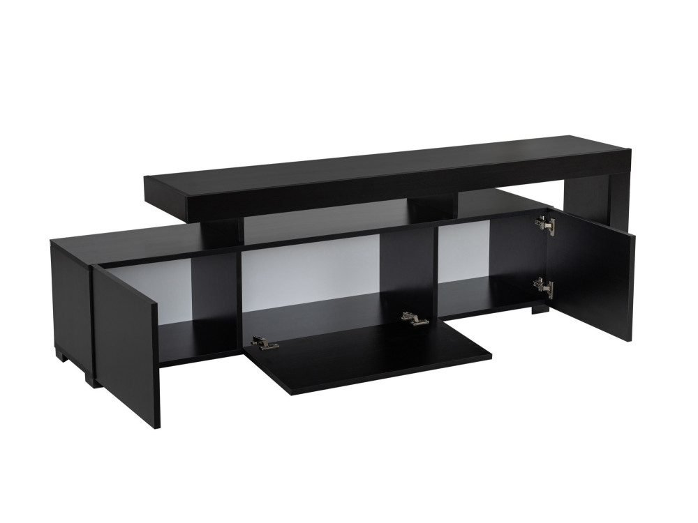 Suporte de TV em madeira "Beliz" 192 x 37 x 53 cm - Madeira preta