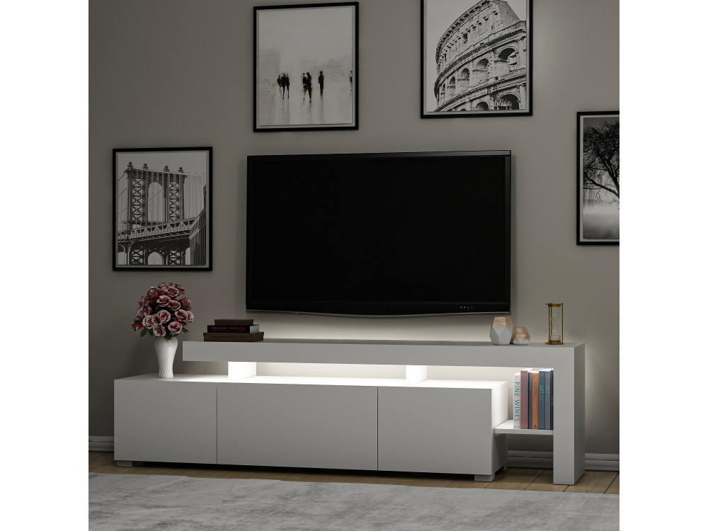 Suporte de TV em madeira "Beliz" 192 x 37 x 53 cm - Branco