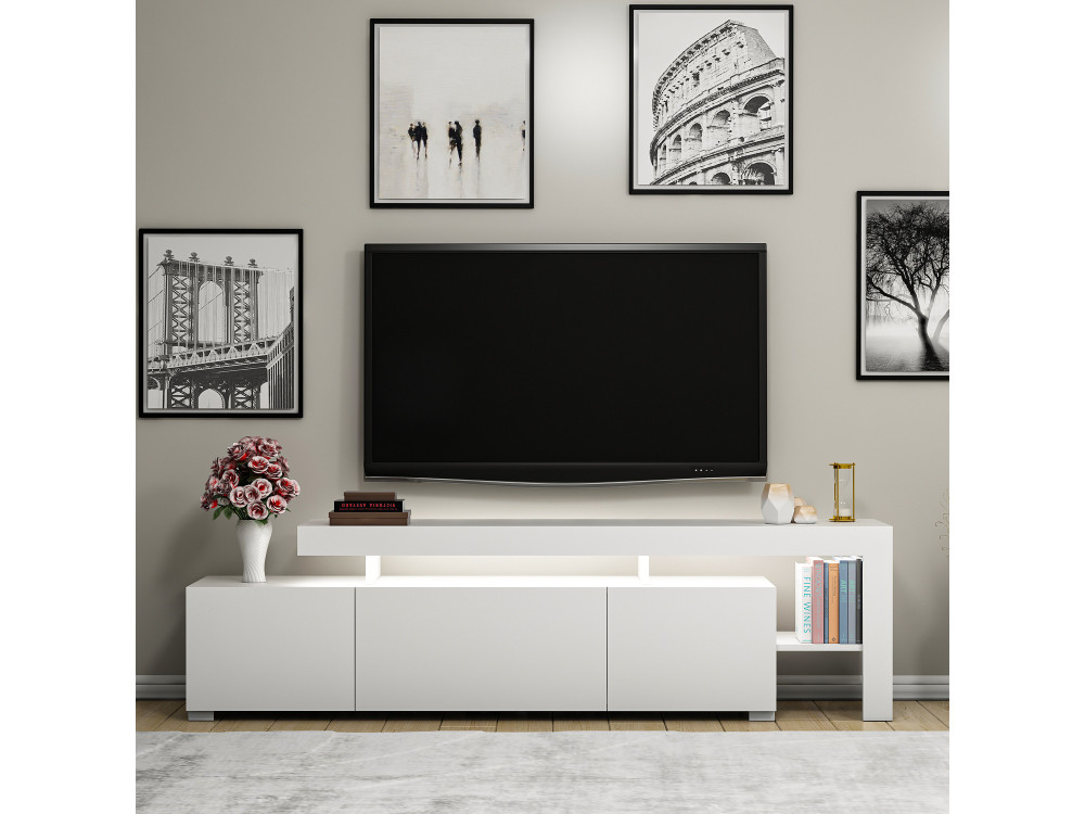 Suporte de TV em madeira "Beliz" 192 x 37 x 53 cm - Branco
