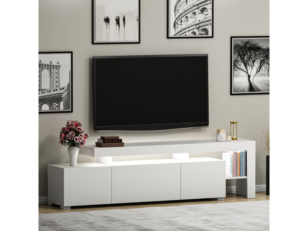 Suporte de TV em madeira "Beliz" 192 x 37 x 53 cm - Branco