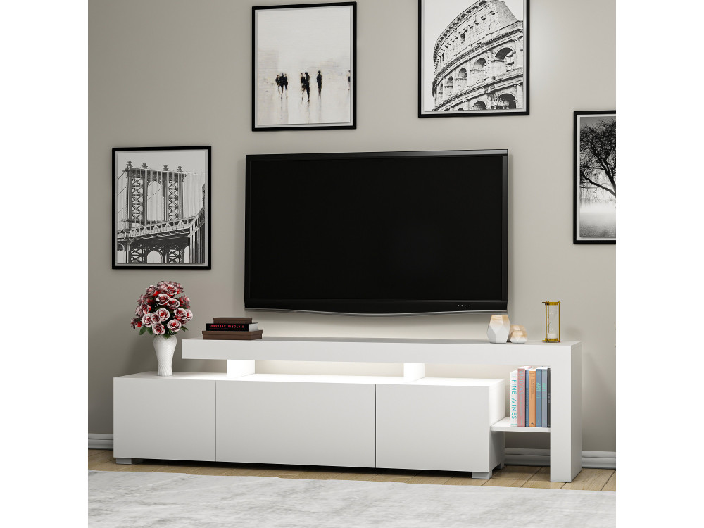 Suporte de TV em madeira "Beliz" 192 x 37 x 53 cm - Branco