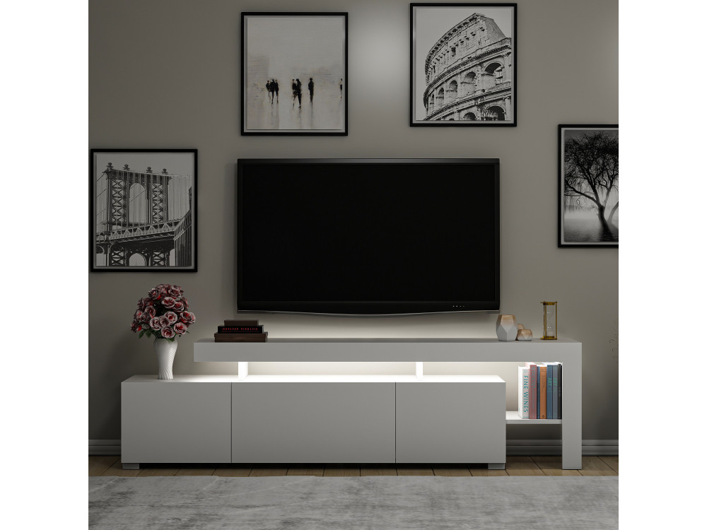 Suporte de TV em madeira "Beliz" 192 x 37 x 53 cm - Branco